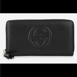 Gucci Pebbled Calfskin SoHo Zip Around Wallet